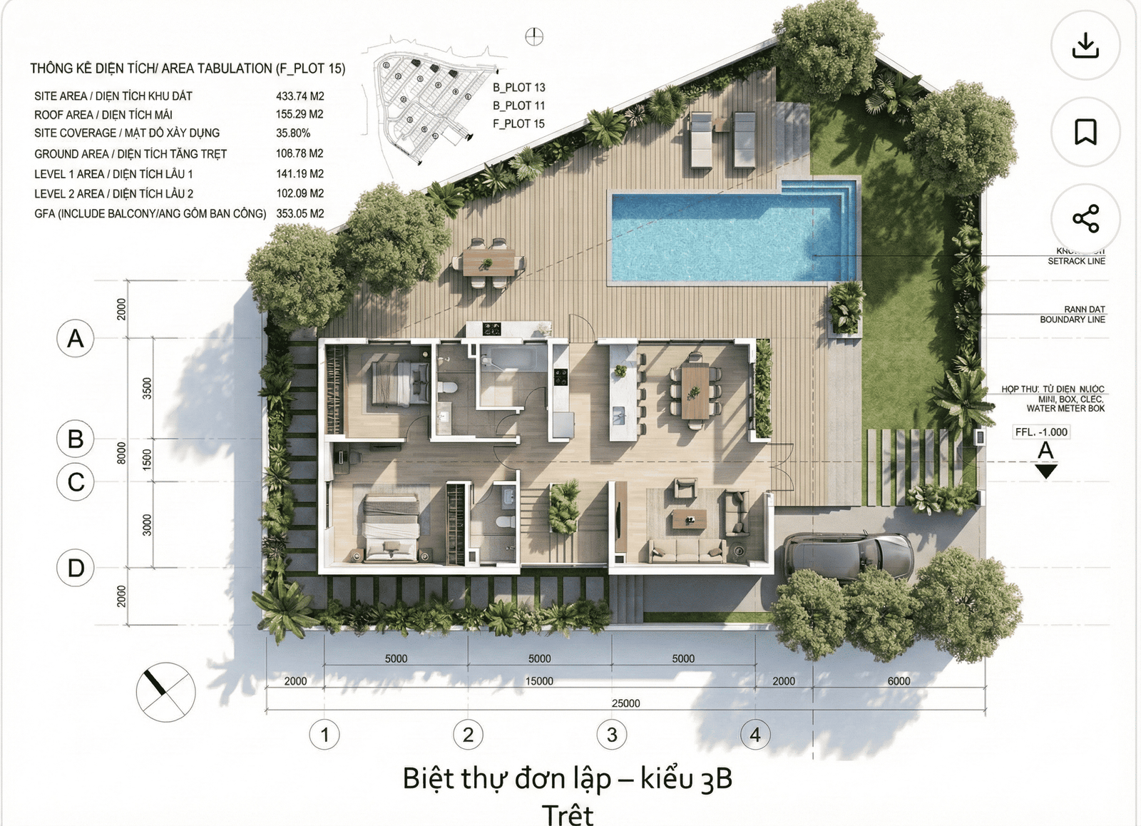 Mẫu đơn lập Jamona Home Resort góc 3D 1