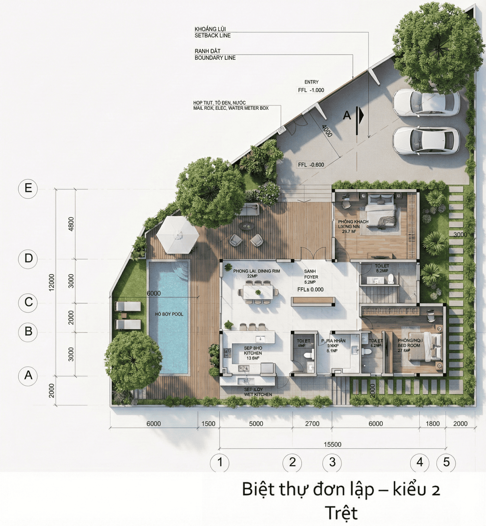 Mẫu đơn lập Jamona Home Resort góc 3D 3