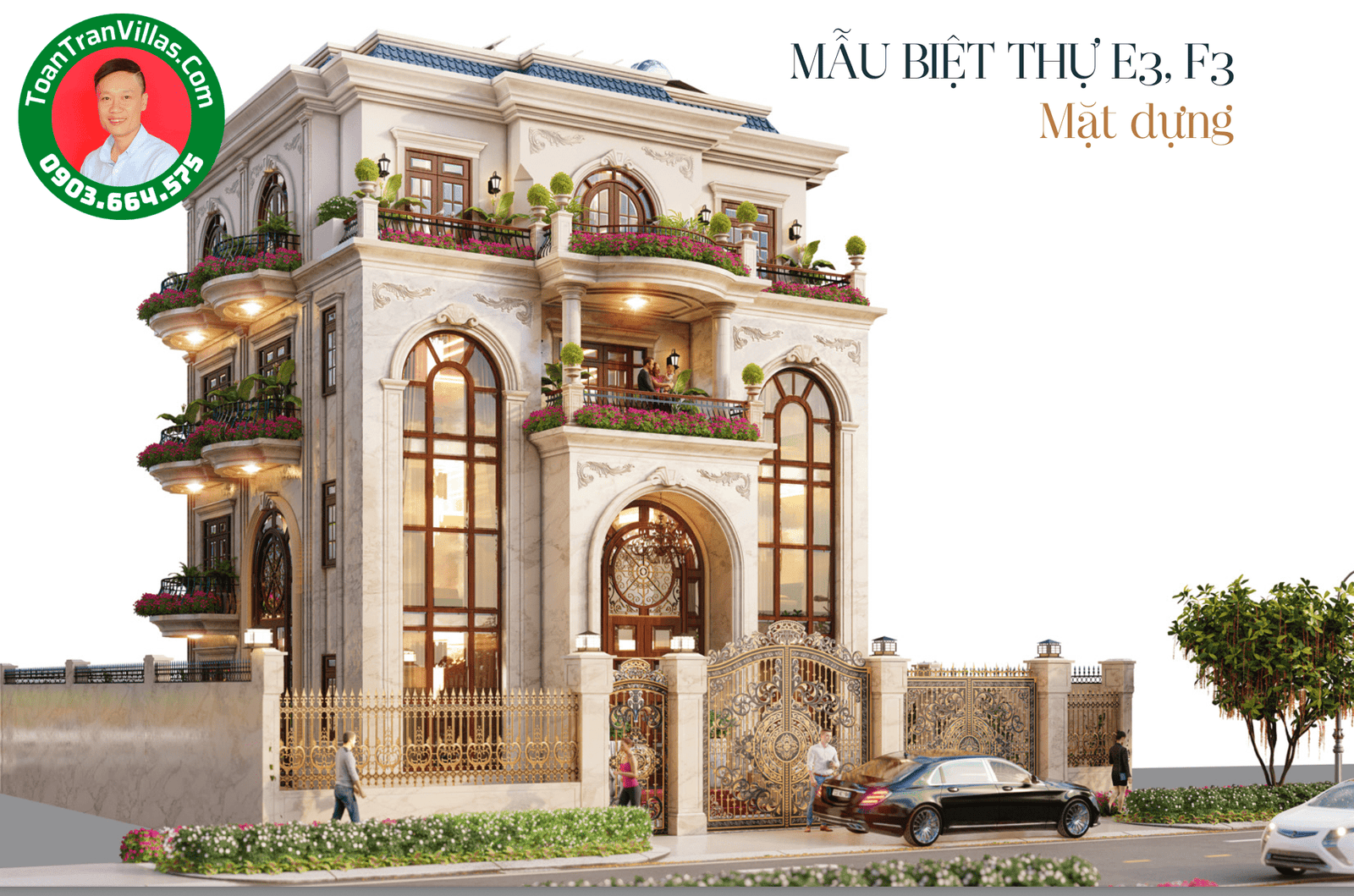Mặt đứng mẫu biệt thự Jardin tại block E3 và F3