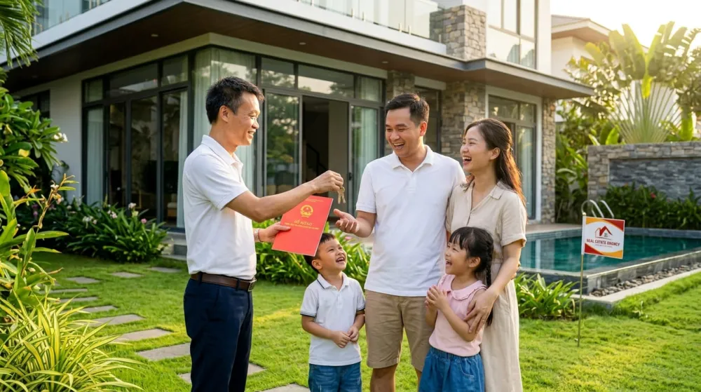 Trần Toàn trao chìa khóa cho khách hàng