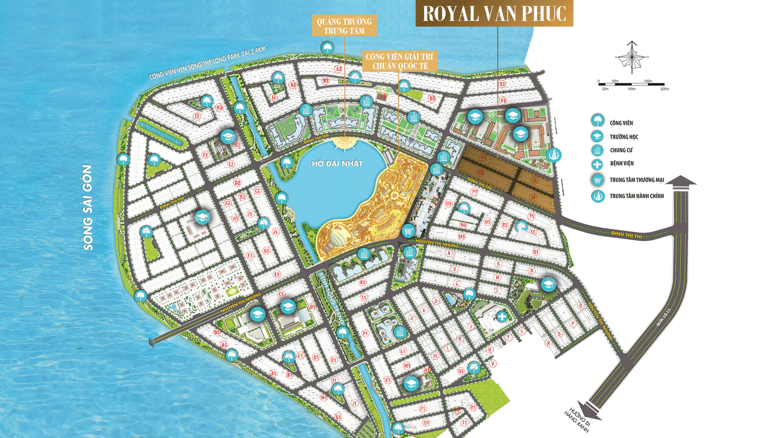 Sơ đồ vị trí Royal trong tổng thể khu đô thị Vạn Phúc City