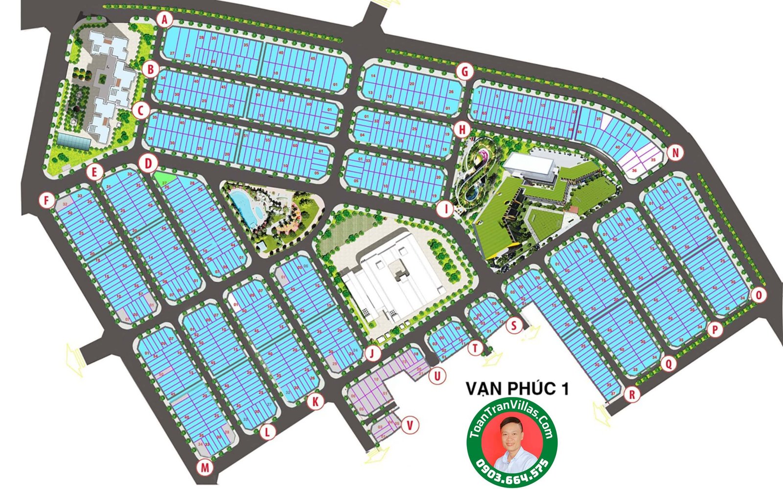 Mặt bằng phân khu Vạn Phúc 1