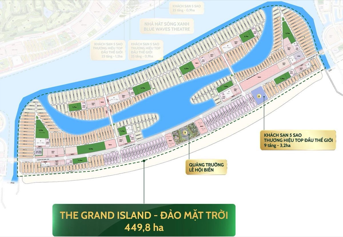 Mặt bằng phân khu The Grand Island Đảo Mặt Trời 449,8 ha Vinhomes Cần Giờ