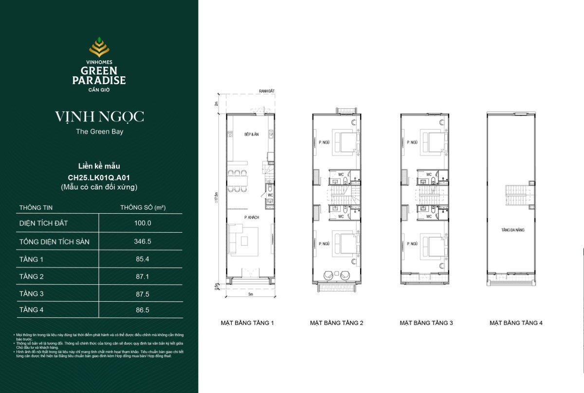 Mặt bằng liền kề · bản 3 phân khu Vịnh Ngọc Vinhomes Cần Giờ
