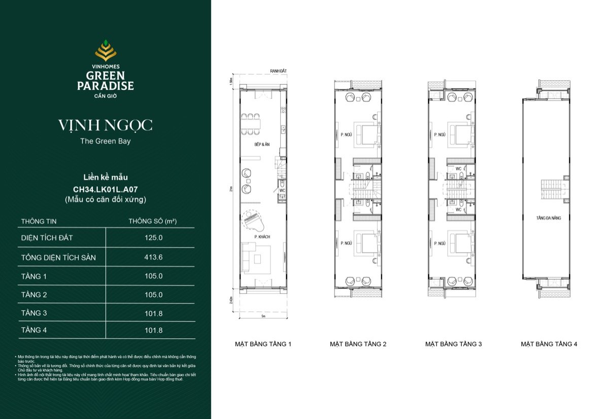 Mặt bằng liền kề · bản 4 phân khu Vịnh Ngọc Vinhomes Cần Giờ